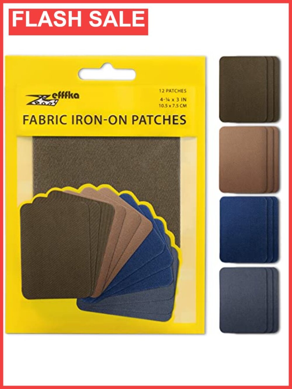 12 Iron-On Fabric Repair Patches 100% Cotton 3x4.25 Strongest Glue